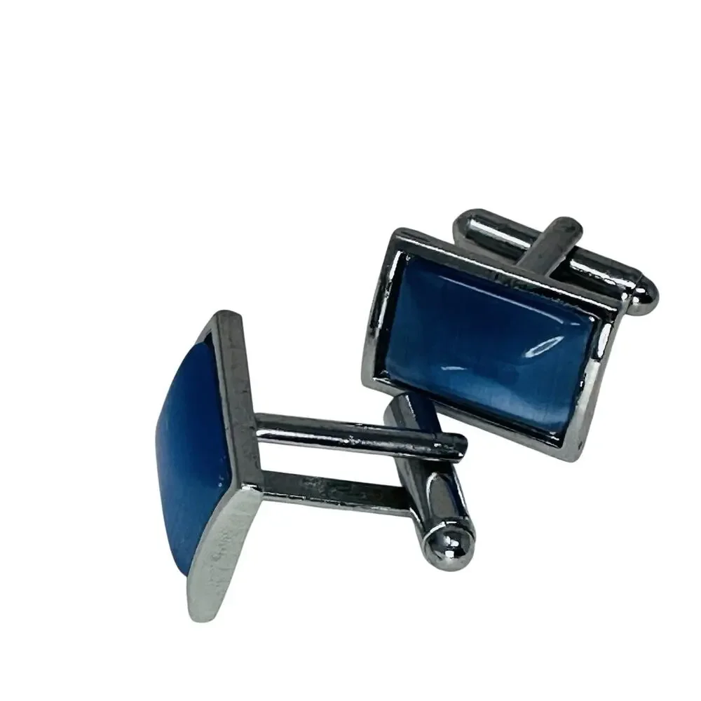Vintage Moss Agate Silver tone Cufflinks, Cuff Links 1/2”